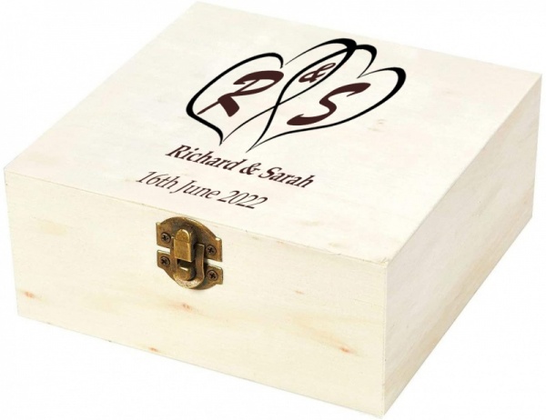 Personalised Interlocking Hearts Ring Box with Initials